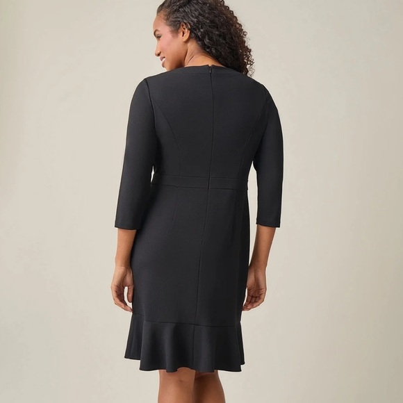 Ruffle Hem Dress, Black Kasper - Picture 3 of 5